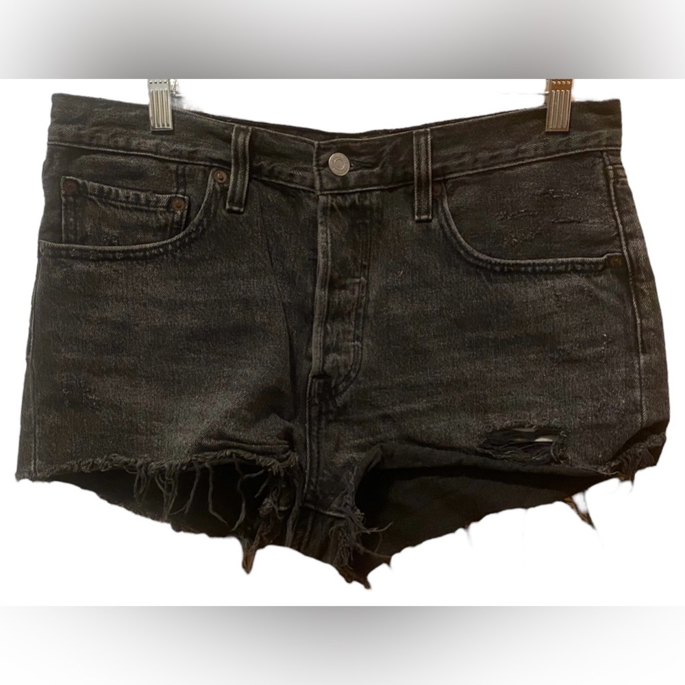 Levi’s 501 Cut Off Jean Shorts Button Fly High Waist Distressed Frayed Size 30